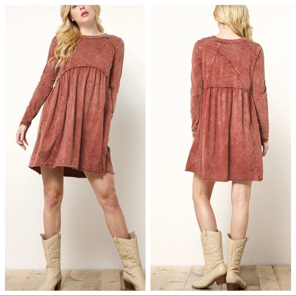 #34 Fabulous 100% Organic Cotton Mineral Washed Raw Edge Dress - Picture 2 of 4